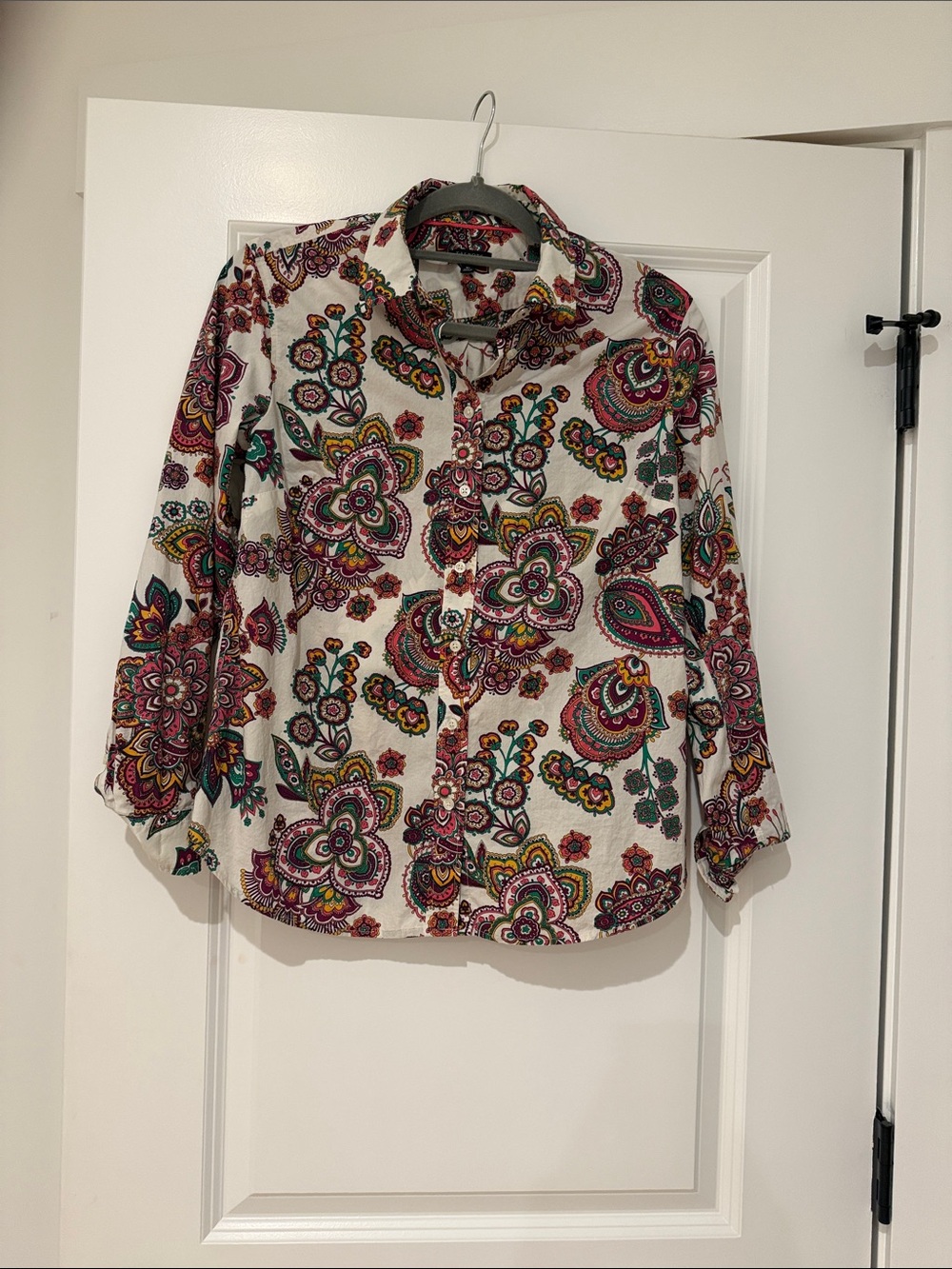 Women’s Multicolor Paisley Button-Up Shirt Jacket